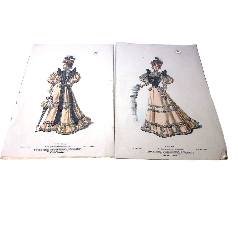 Antique Toilettes Publishing Co Fashion Plates August 1896 Victorian Prints